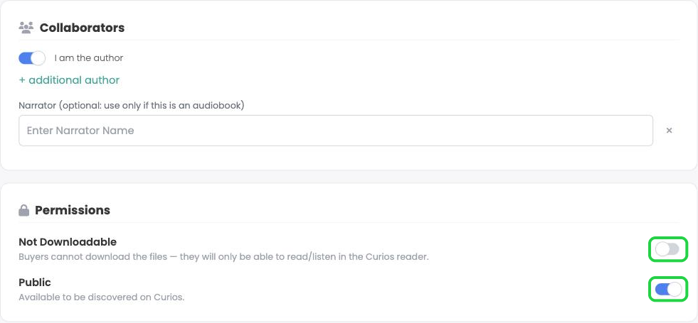 Collaborators and the download and visibility switches