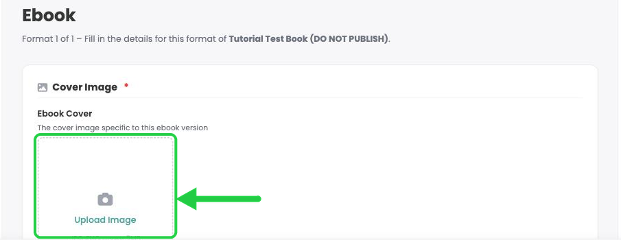 The Upload Image box under Cover Image