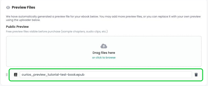 The automatically generated preview file under Public Preview