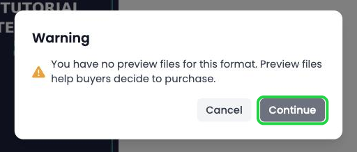 Warning: You have no preview files for this format