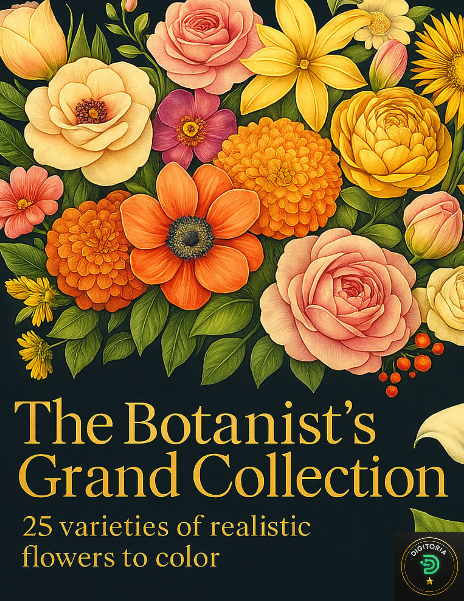 The Botanist's Grand Collection: 25 Detailed Flower Coloring Pages