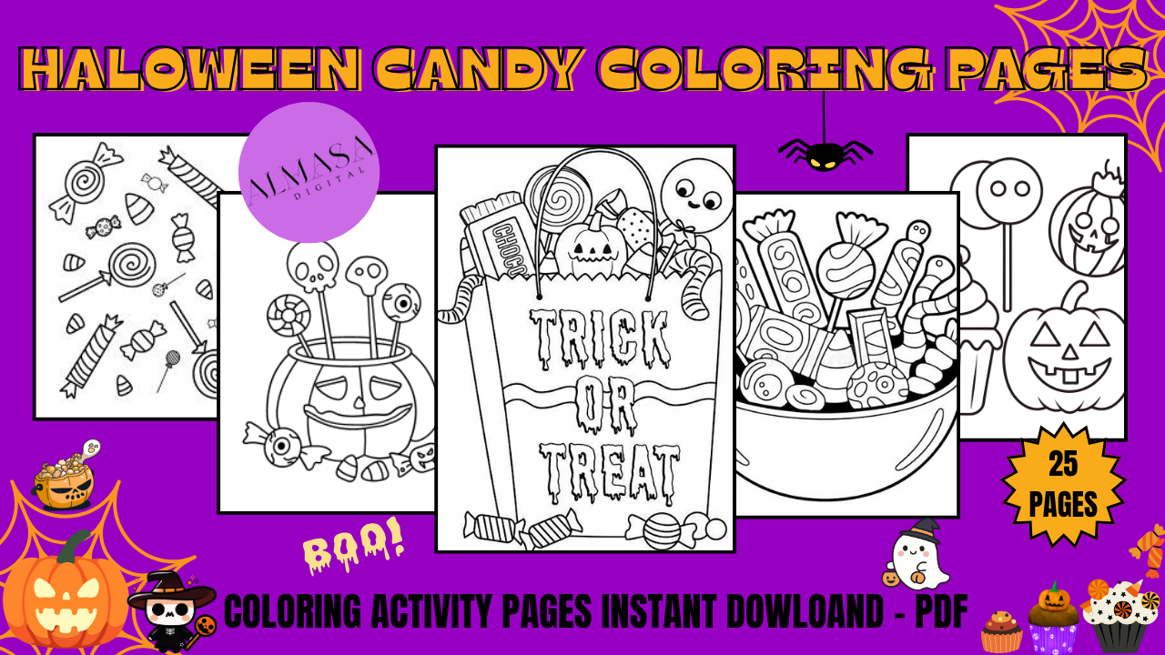 Haloween candy coloring pages