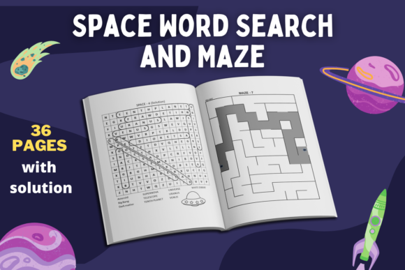 Space Word Search Puzzles and Mazes