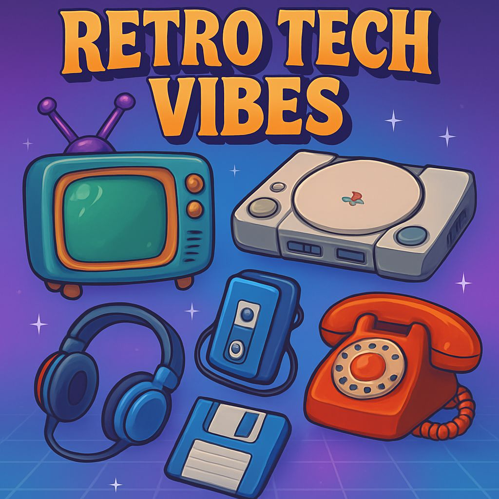 Retro Tech Vibes: Vintage Gadgets Sticker Collection