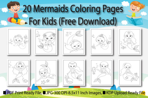 20 FREE Mermaids Coloring Book Pages for Kids