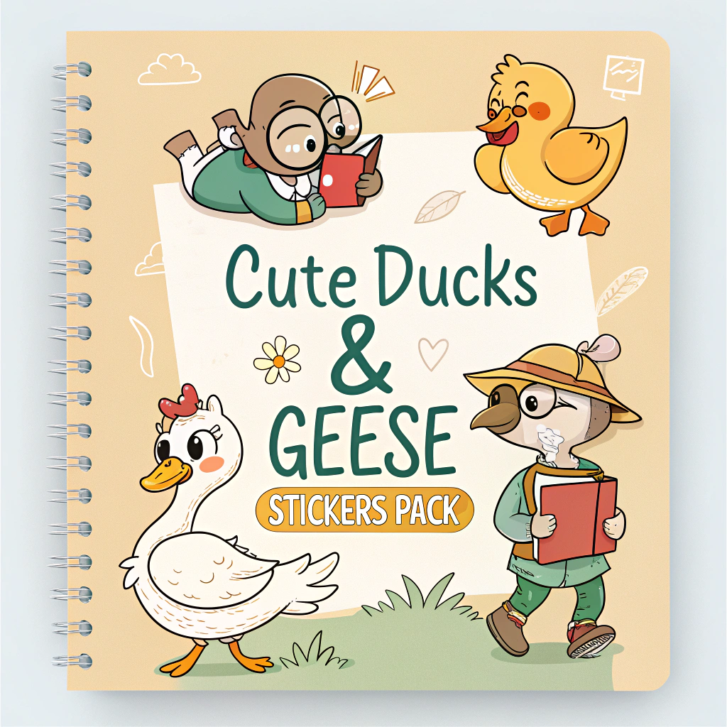 Cute Ducks & Geese Stickers Pack – Cartoon Designs with Fun Quotes, Kawaii Style