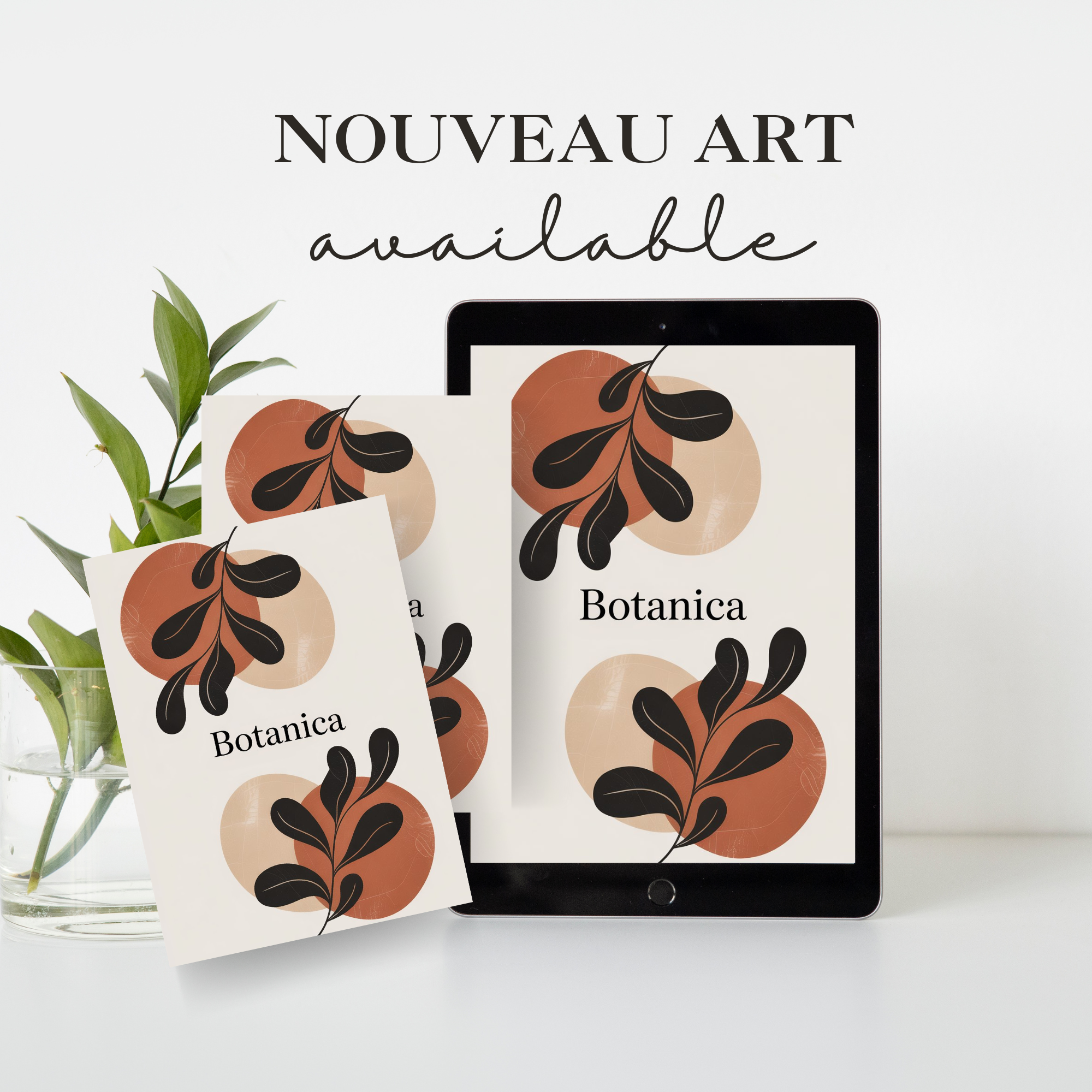 Botanique Art Mural  Terracotta et Beige