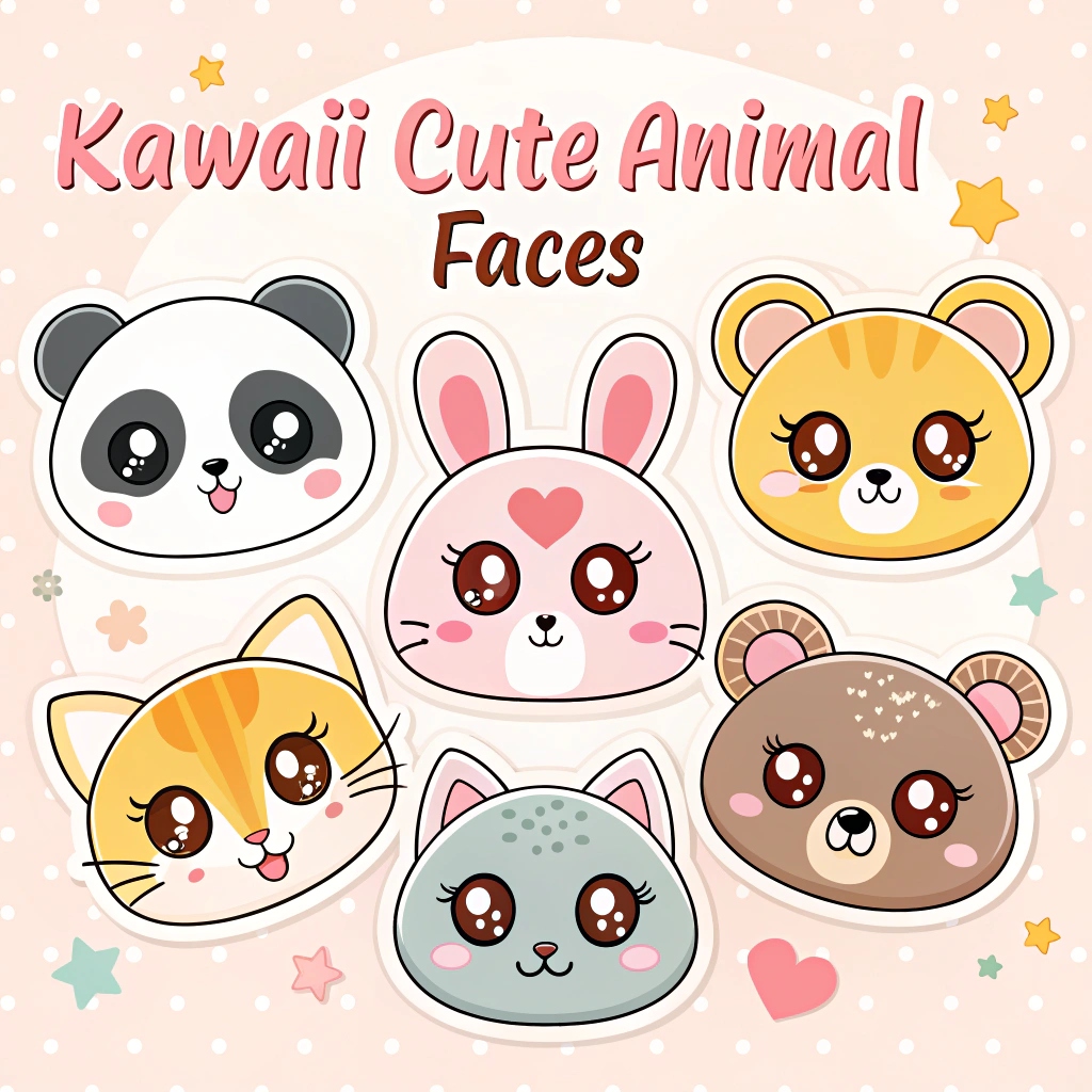  Cute Animal Faces – 30 Adorable Sticker Designs