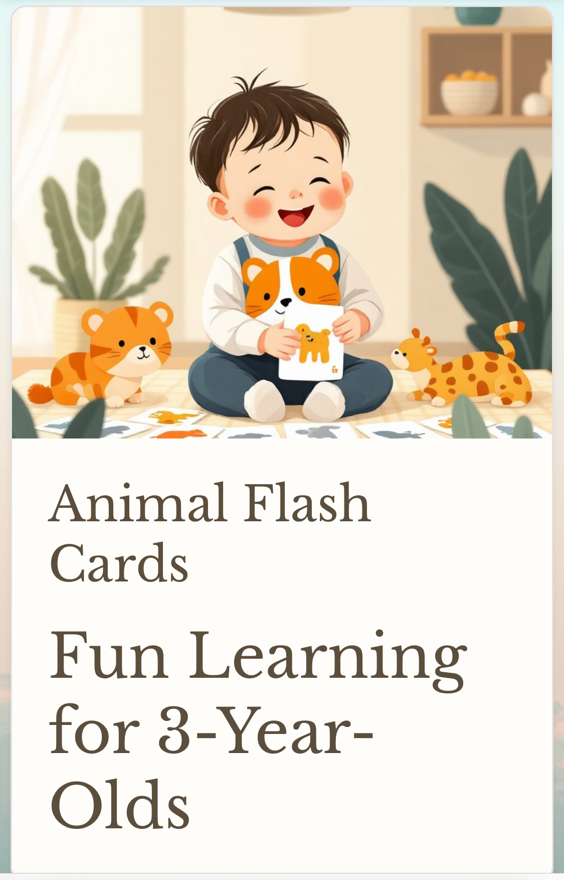 Animal Flash Cards Fun Learning for 3-Year-Olds